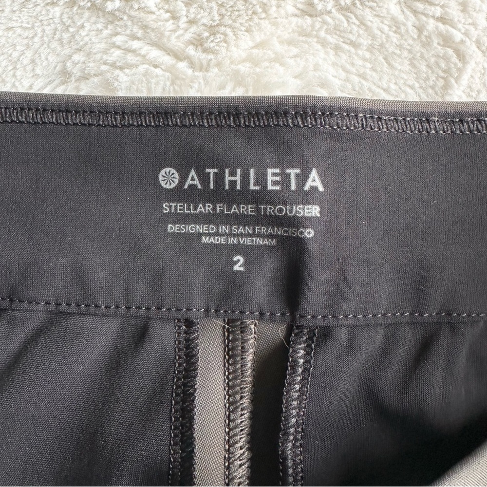 Athleta Pants Trousers Womens 2 Gray Stellar Flare Stretch Zip Performance Work - Picture 9 of 11
